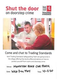 Trading Standards event on tackling doorstep crime Wed 7th May 10-14.30