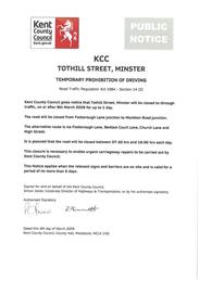 Tothill Street closure - Monday 9th March